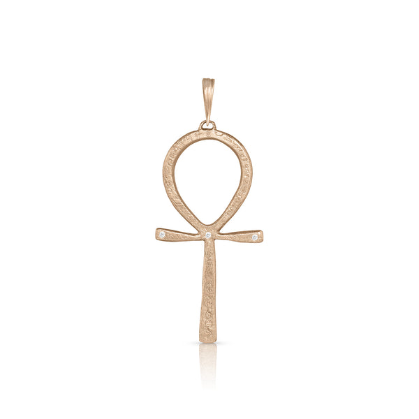 Dominique Cohen diamond-kissed ankh key of life enhancer, grande size, in 18k rose gold <span class='visuallyhidden'>Call or text 323-404-2959 if you need shopping assistance.</span>